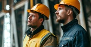 A men in a hard hat is working on an air conditioner