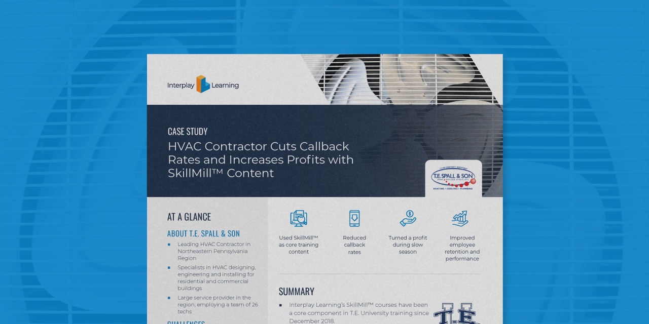 Snapshot of case study on HVAC contractor using SkillMill to increase profits and cut callback rates