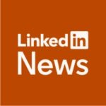 The LinkedIn News logo on an orange background