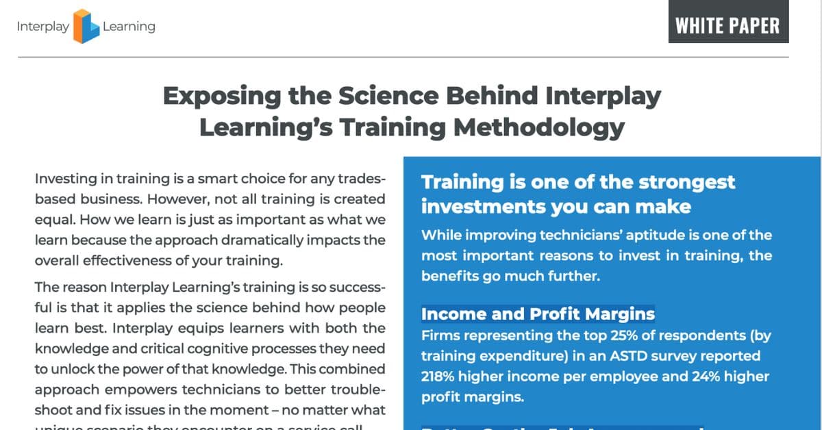 Snapshot of an article discussing the science behind Interplay's online skilled trades training