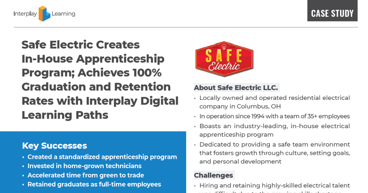 A brochure for Safe Electric's in-house apprenticeship program