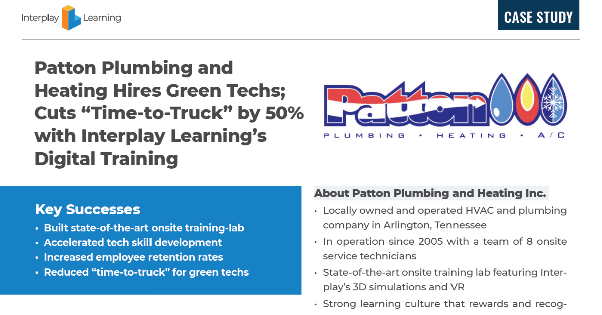 A case study on Patton Plumbing and Heating using Interplay Learning's Digital Training