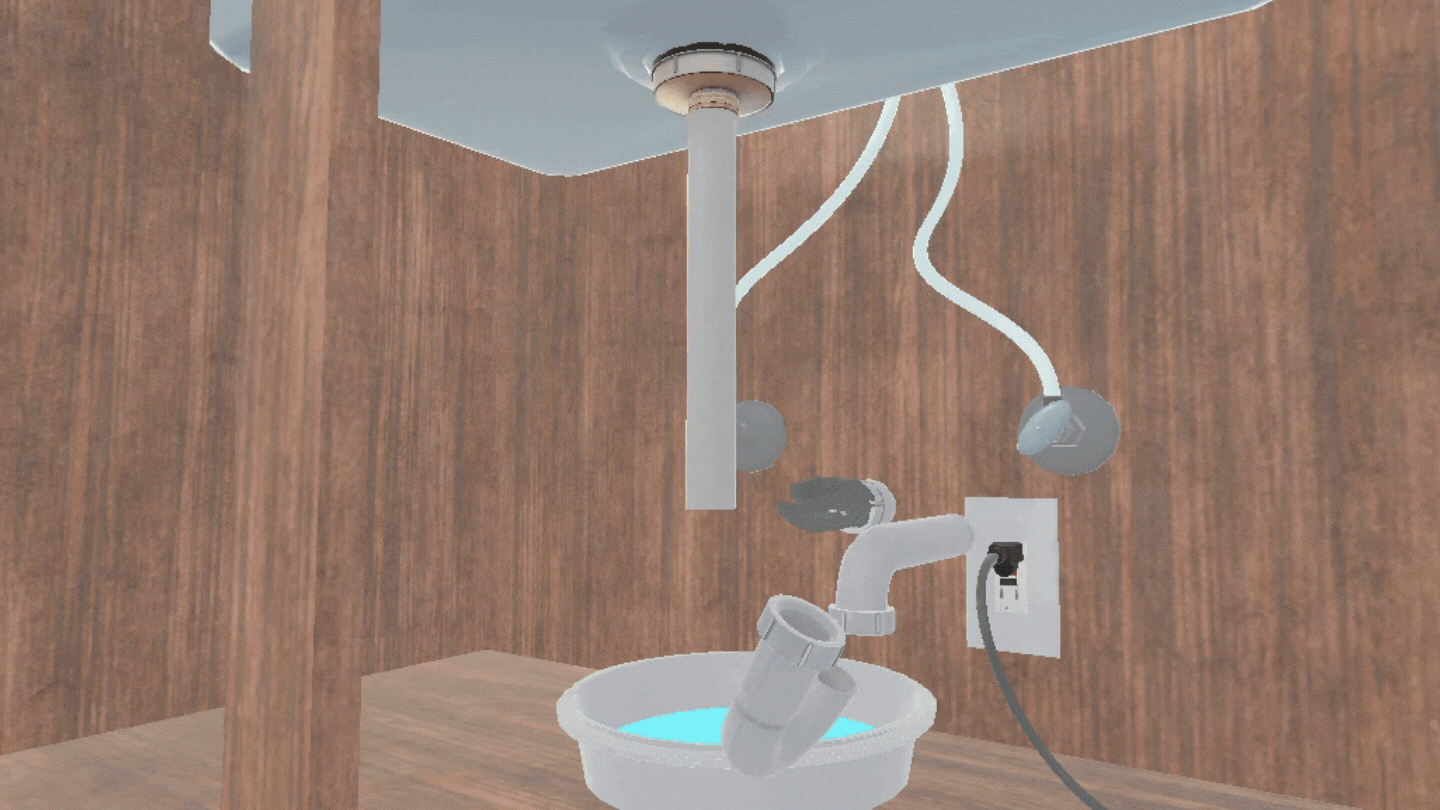 A training simulation of of a sink repair