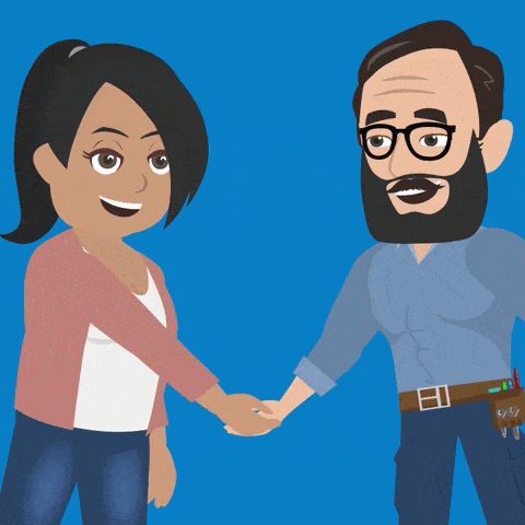 A GIF of a man and woman shaking hands