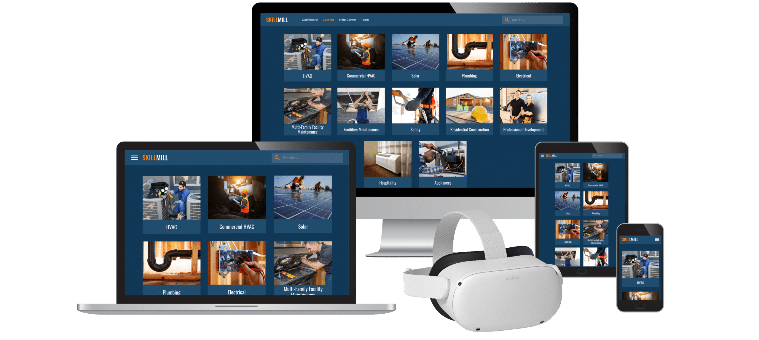 a computer, tablet, and phone with a variety of pictures on the screen