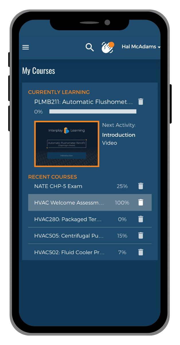 a cell phone with a screen showing a course on it