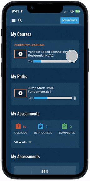 a cell phone displaying a course on the screen