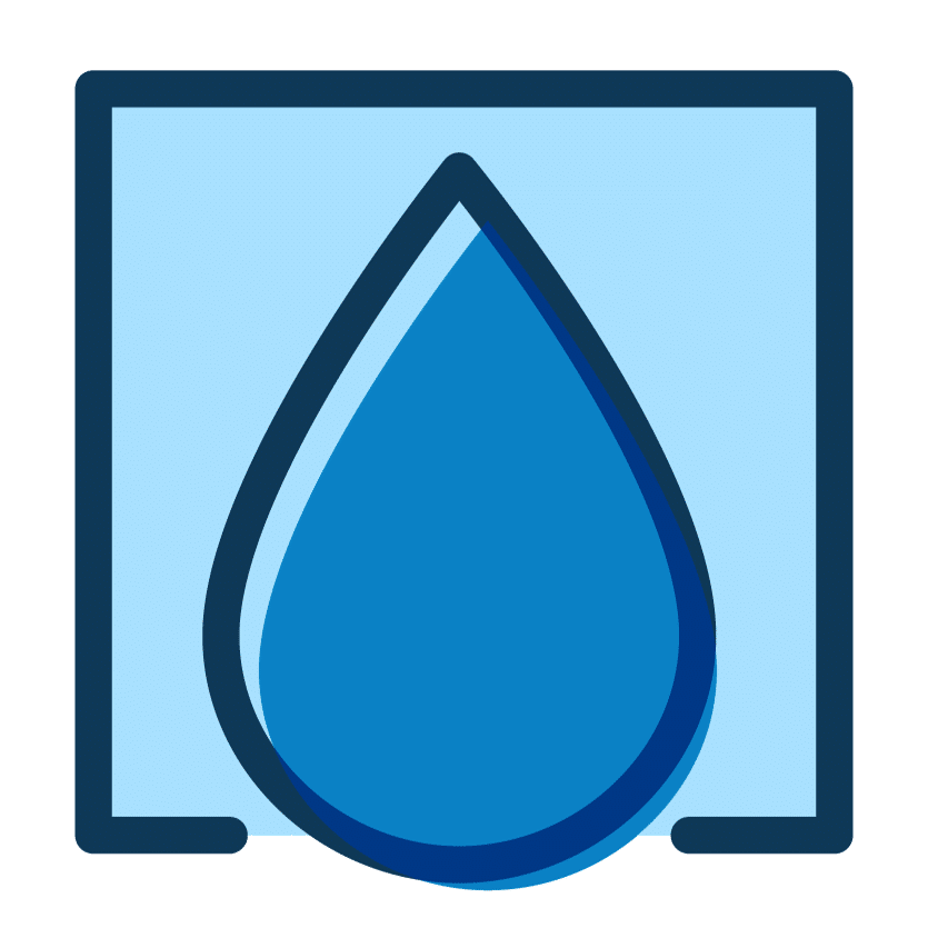 a blue water drop in a square frame