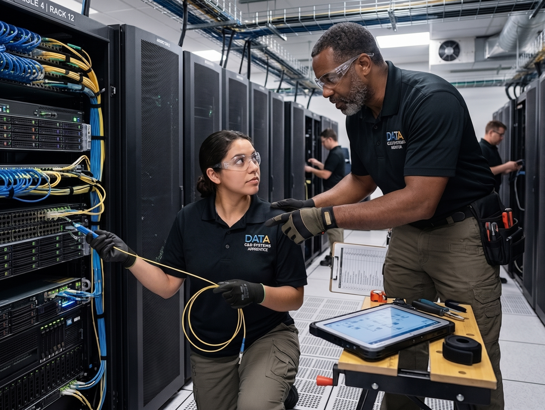 data center technician at work