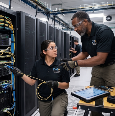 data center technician at work