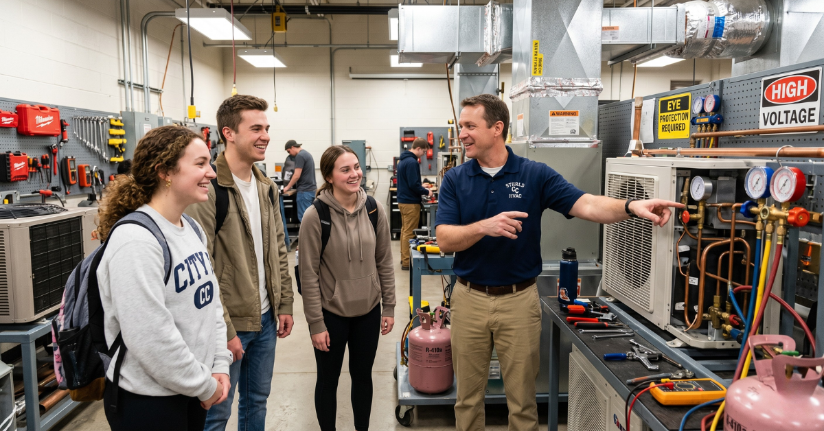 Students in a trades program at a university